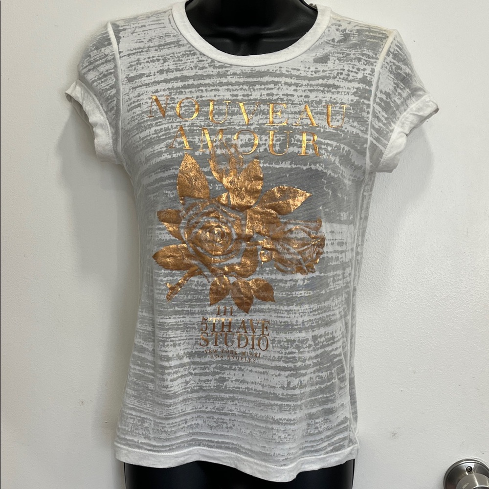 White and Copper Graphic Tee